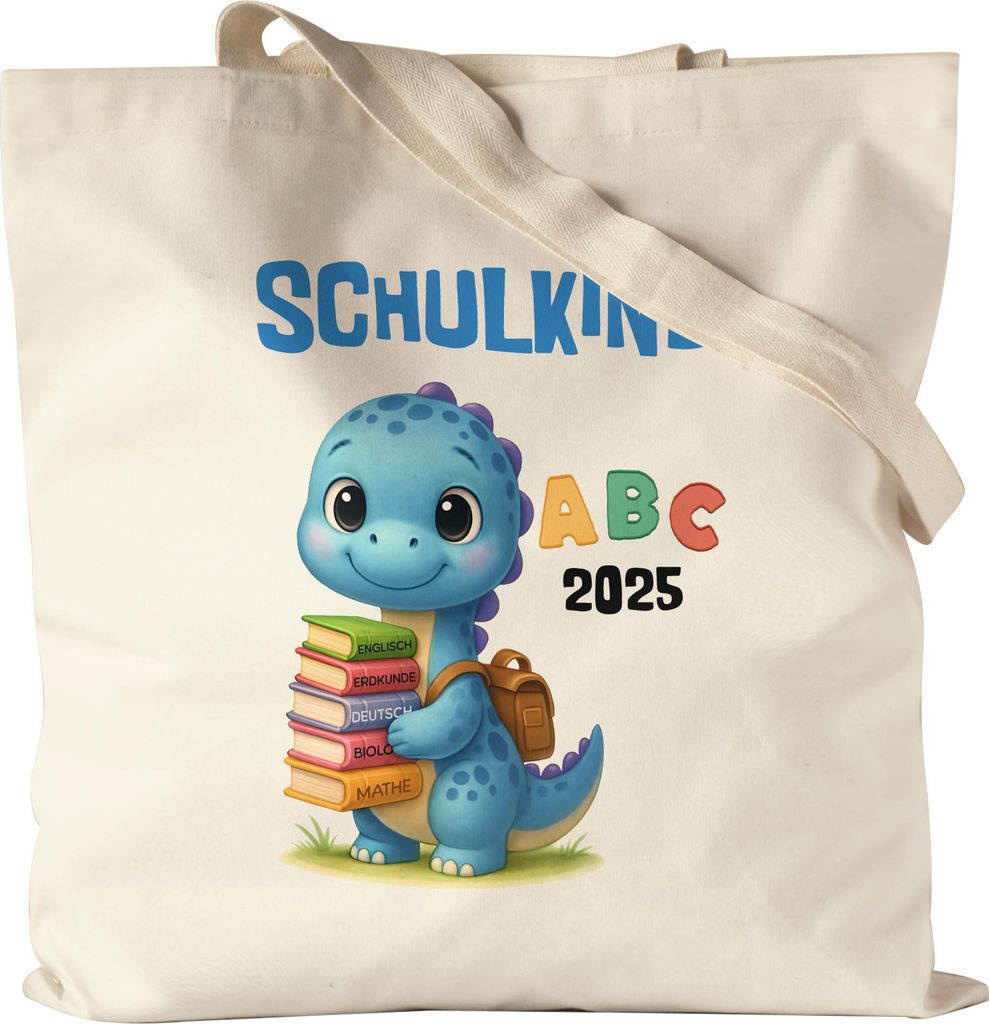 Schulkind 2025 Tragetasche Dino Geschenk Einschulung Erstklässler ABC Schule Start coole Idee