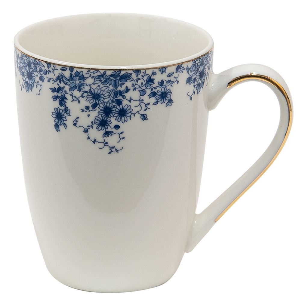 Clayre & Eef Tasse 330 ml Blau Porzellan Blumen Immagine del prodotto 
