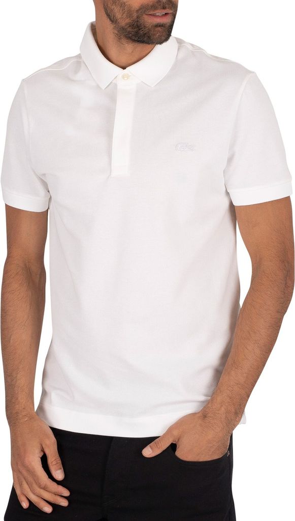 Lacoste Herren Poloshirt mit geripptem Kragen, Weiß L Produktbild 