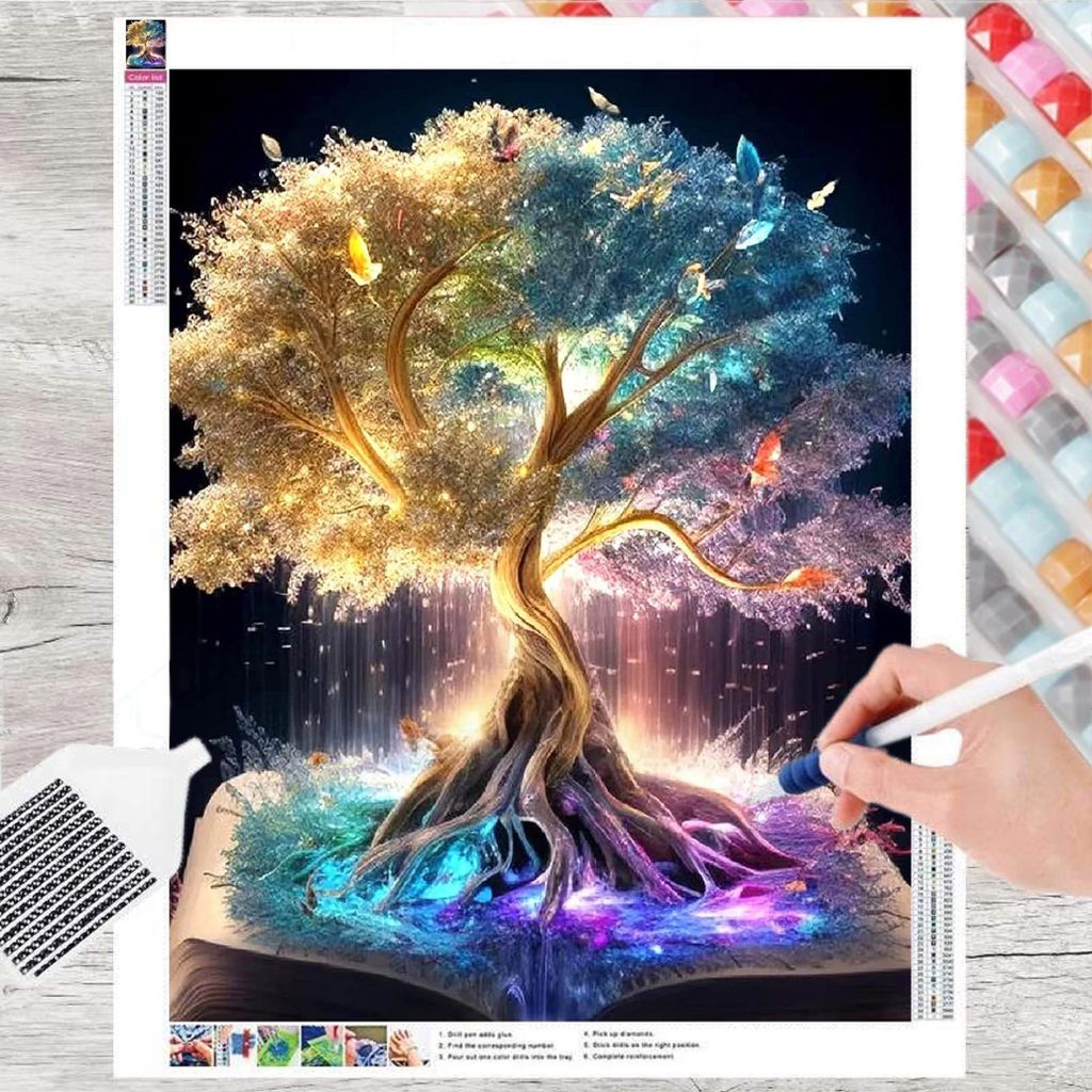 GOLDEN Diamont Painting Kits, DIY 5D Vollrundbohrkristall Crystal Diamond Painting, Farbige Augen Diamant Painting 30 x 30 cm(48203)