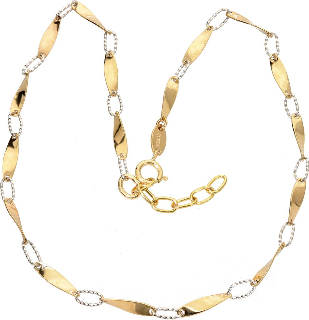 Fußkettchen echt Gold 333 (8 kt) bicolor in 27 cm verstellbar