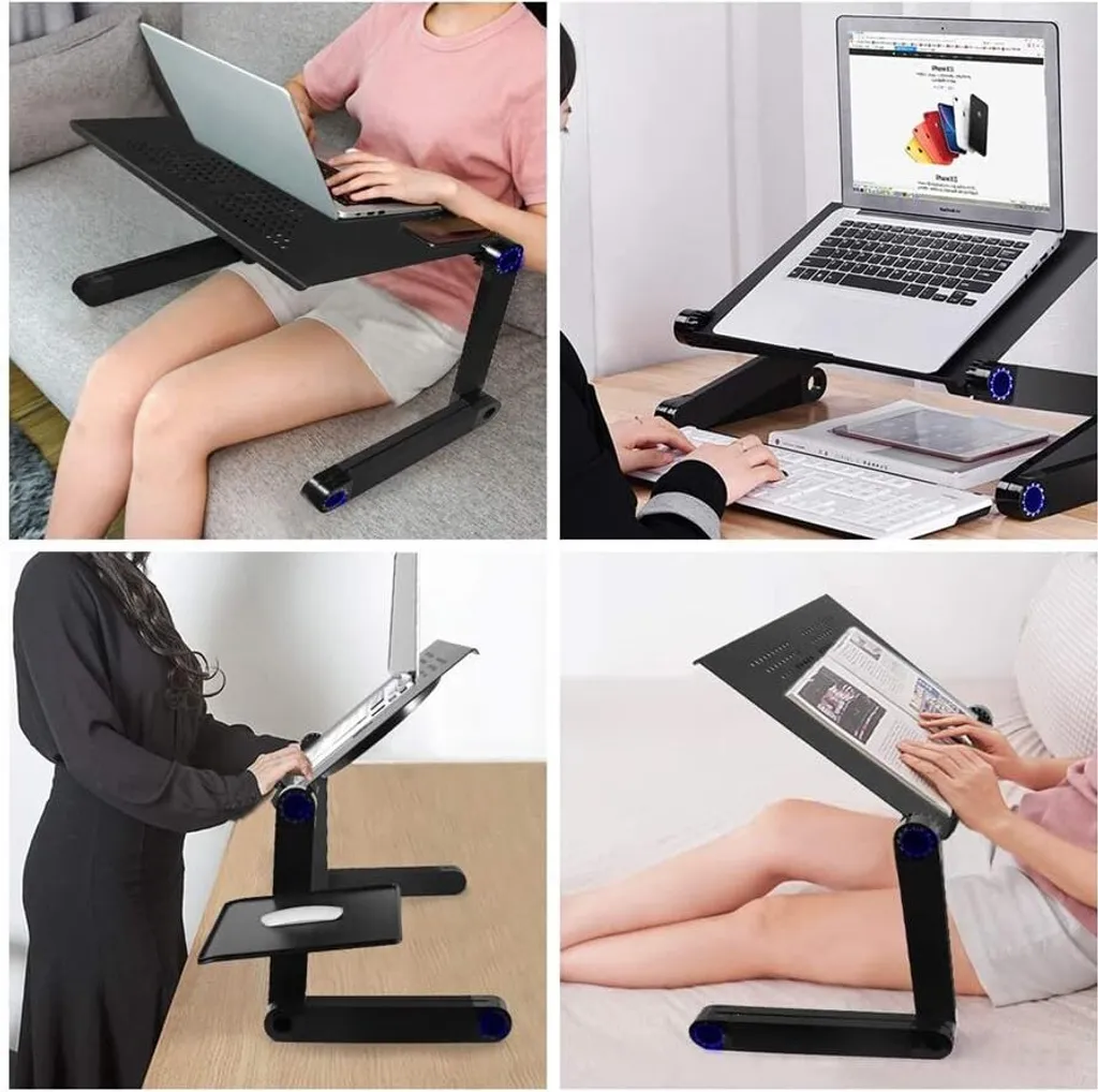 Table d'ordinateur portable pour le lit pliable et orientable noire - 3
