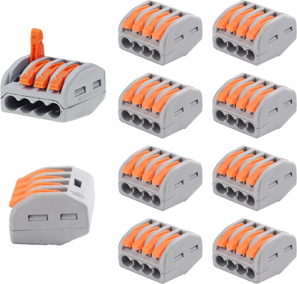 10 Stück Verbindungsklemme 4-Leiter Kabelklemme Steckklemme Dosenklemme mit Hebel