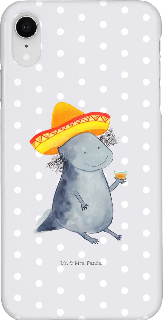 Mr. & Mrs. Panda Iphone XR Handyhülle Axolotl Tequila - Grau Pastell - Geschenk, Urlaub, trinken, Premium Kunststoff, Handy Case, Party, Spruch