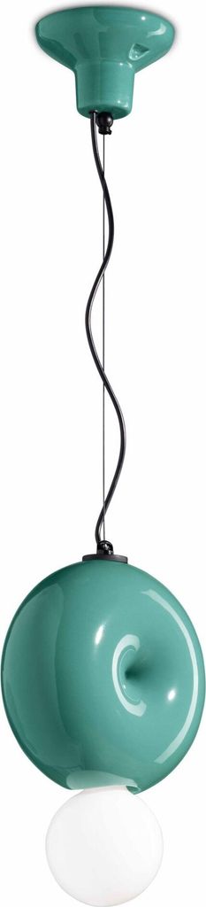 Hängelampe Keramik E27 H: max. 119 cm Türkis rund Retro Keramiklampe