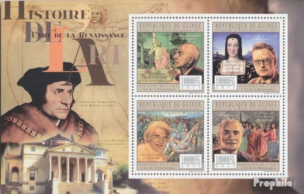 Briefmarken Guinea 2011 Mi 8790-8793 Kleinbogen (kompl. Ausgabe) postfrisch Kunst der Renaissance