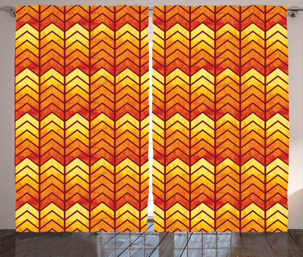 ABAKUHAUS Winkel Rustikaler Vorhang, Zusammenfassung Vintage Funky, Wohnzimmer Universalband Gardinen mit Schlaufen und Haken, 280 x 225 cm, Orange...