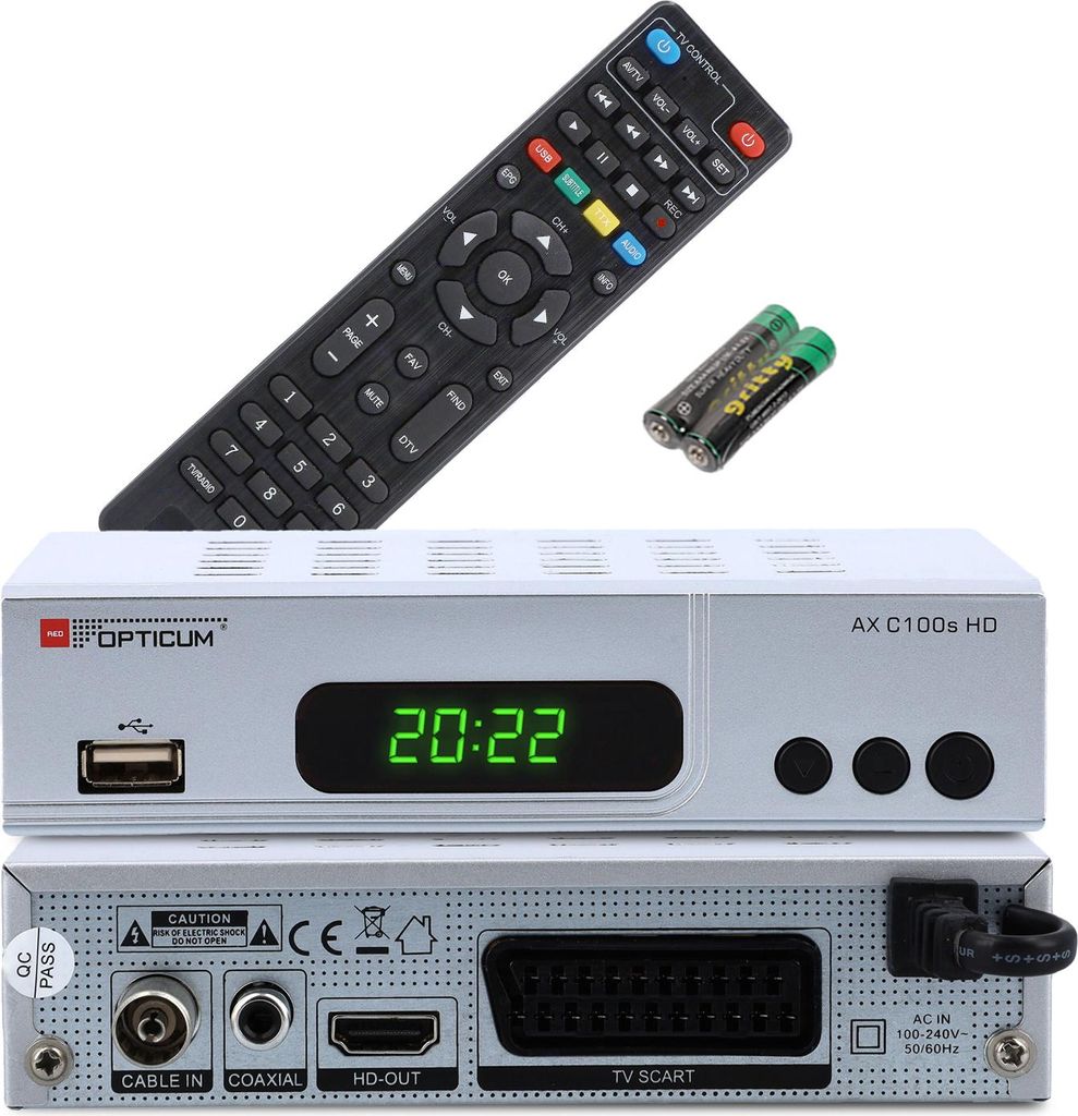 RED OPTICUM AX C100s Digitaler Kabel-Receiver HD - EPG - HDMI - USB - SCART - Coaxial Audio I Receiver für Kabelfernsehen I DVB-C
