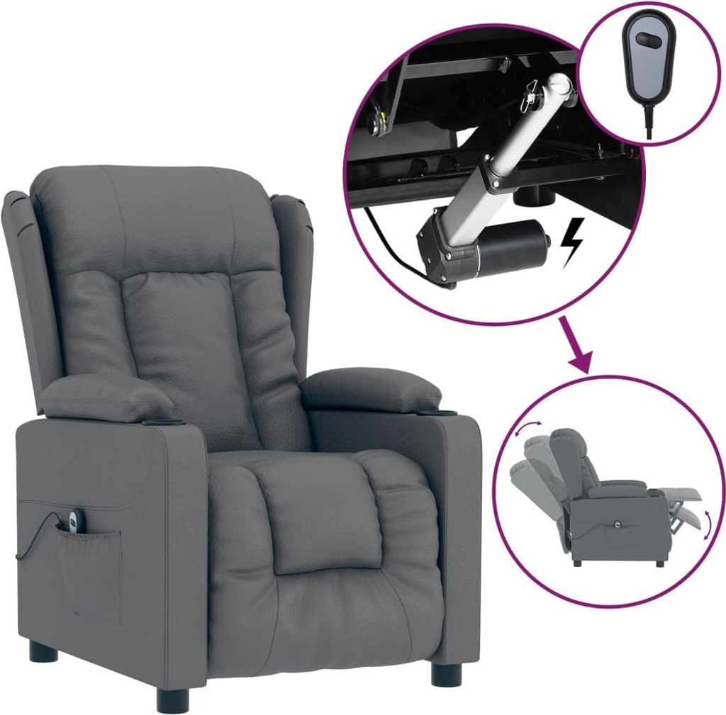 Relaxsessel Elektrisch Grau Kunstleder