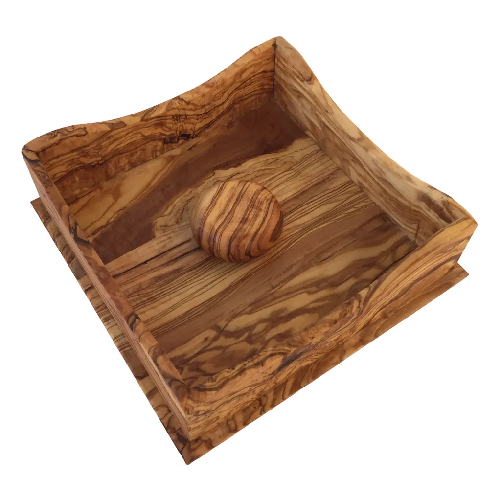 Porte-serviettes Standby en bois d'olivier avec lest pour la table