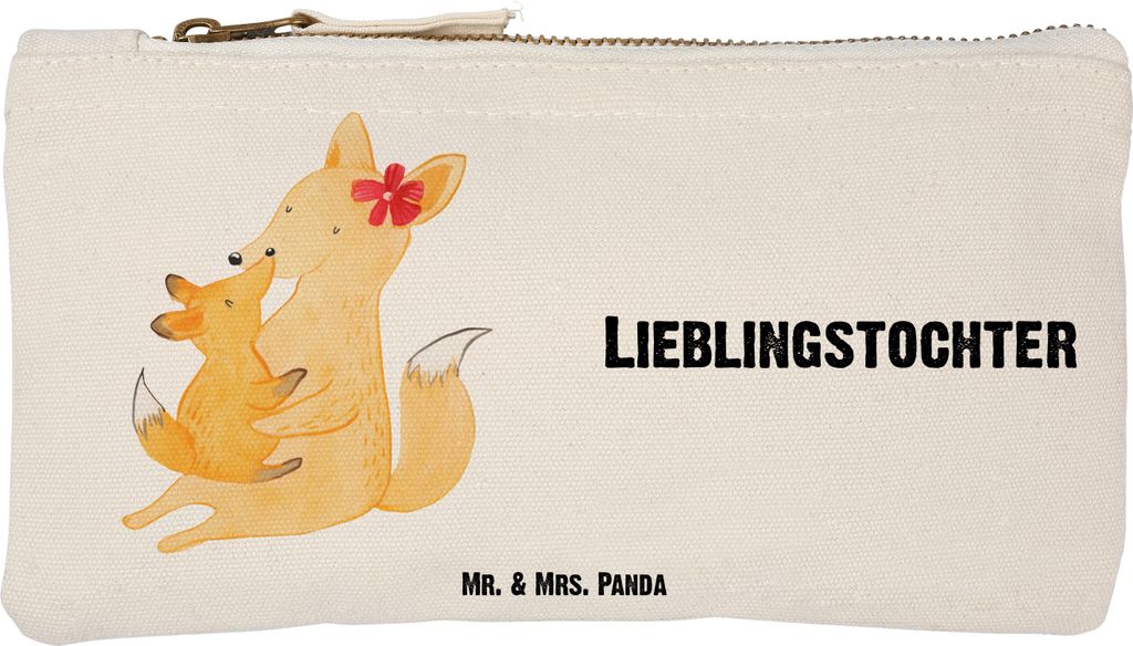 Mr. & Mrs. Panda Federmappe Fuchs Mama Größe S Klein - Weiß - Geschenk, Muttertag, Pouch, Mutter, Umarmen, Schoß, Kulturbeutel, Etui, Mäppchen...