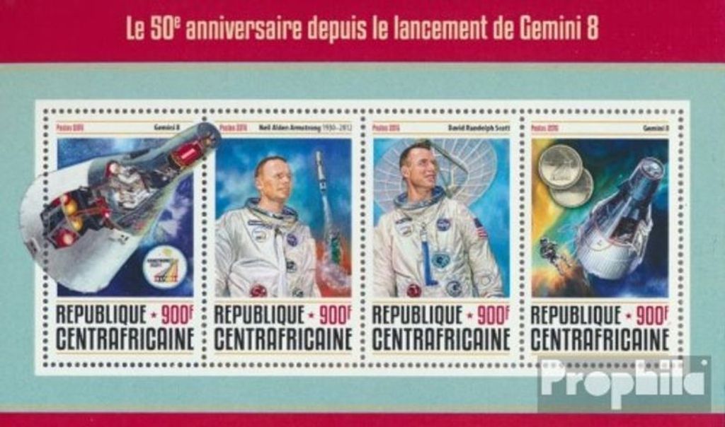Briefmarken Zentralafrikanische Republik 2016 Mi 6415-6418 Kleinbogen (kompl. Ausgabe) postfrisch Zwillinge 8