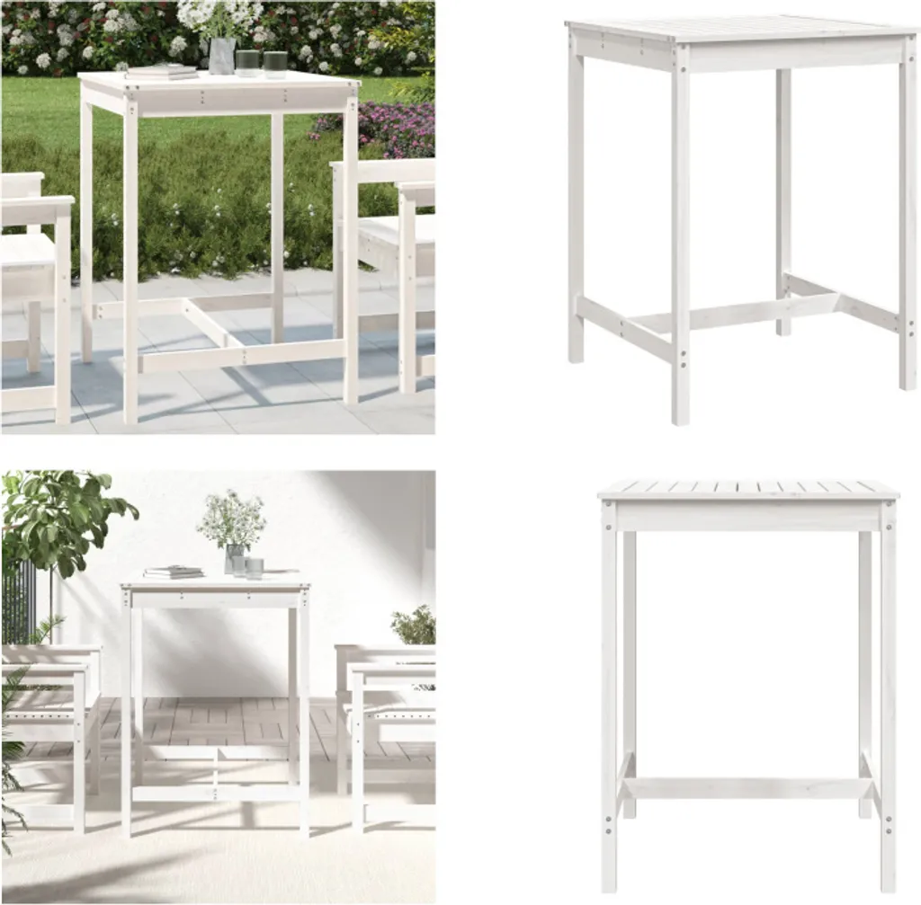 vidaXL Tavolo da Giardino Bianco 82,5x82,5 cm Legno Pino Massiccio