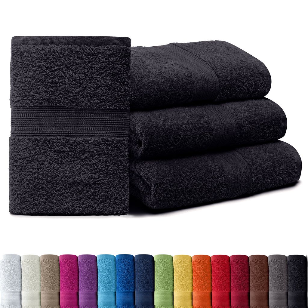 4er-Set ARIZONA Handtuch-Serie von AR Line – 100% Baumwolle, 500 g/m², 4er-Set Saunatücher XXL 100x200 cm, Schwarz