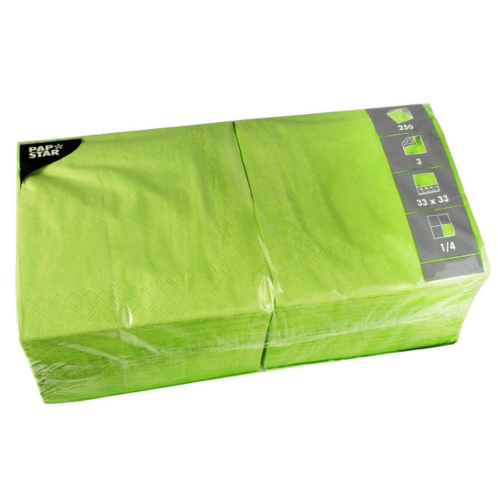 PAPSTAR Serviettes de table vert lime 3 plis 16,5 x 16,5 cm Image du produit 