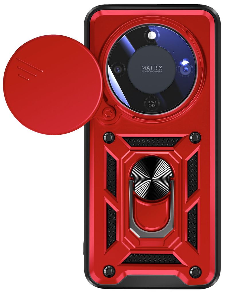 Mayaxess, Hülle mit Kameraschiebeschutz und Magnetring für Honor Magic 8 Lite, Rot