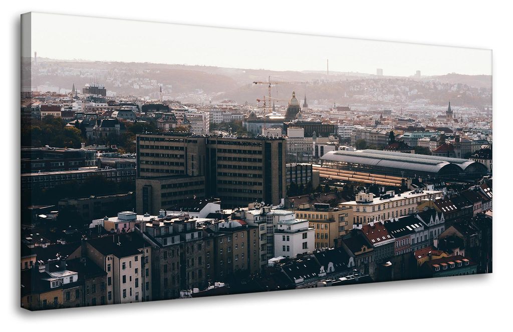 Leinwandgemälde Architektur Stadtansicht 80x40 cm Vogelperspektive