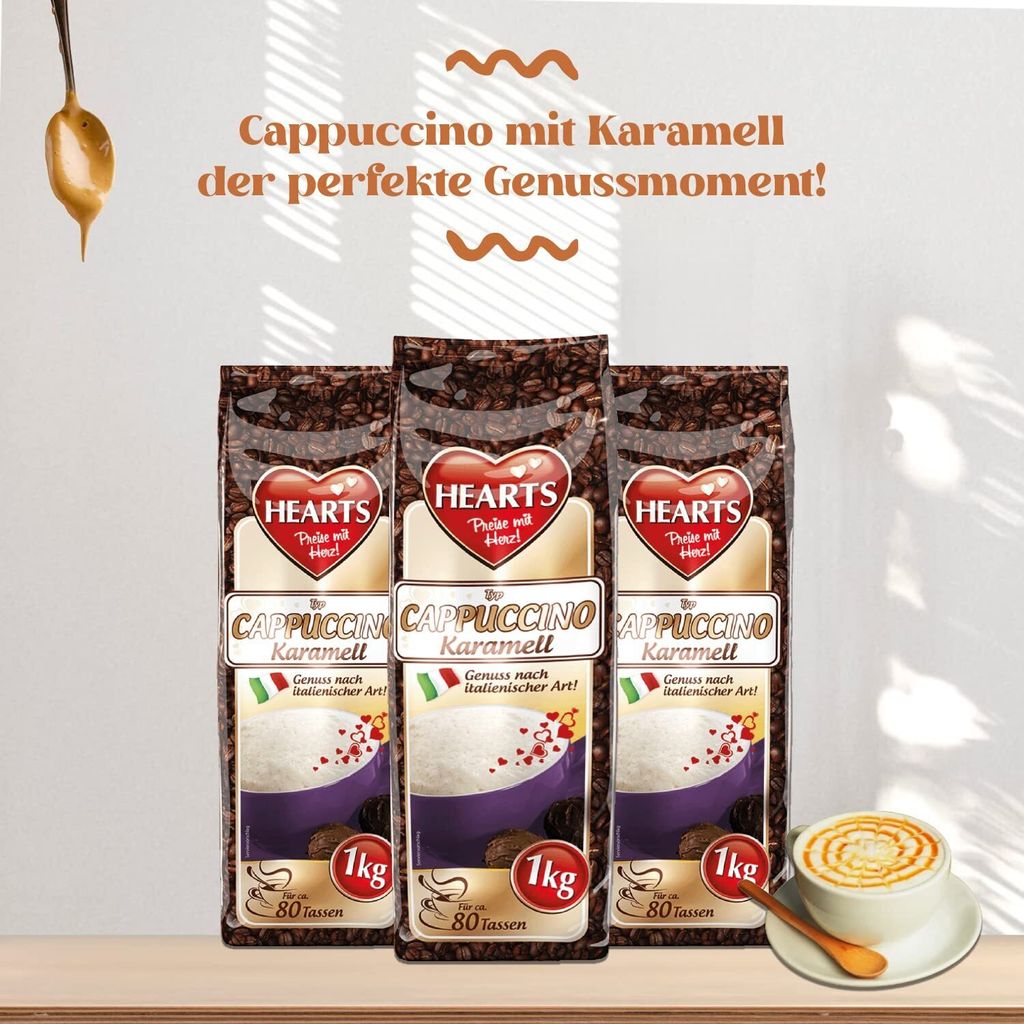 HEARTS Cappuccino Karamell 1kg Instantkaffee Pulver Produktbild 7