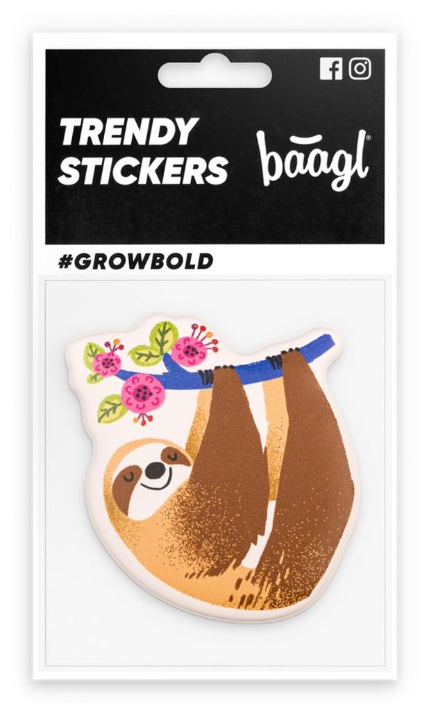 Baagl Aufkleber Kinder Trendy Stickers Mädchen Jungen für Handy, Rucksack, Laptop, Skateboard (Faultier)