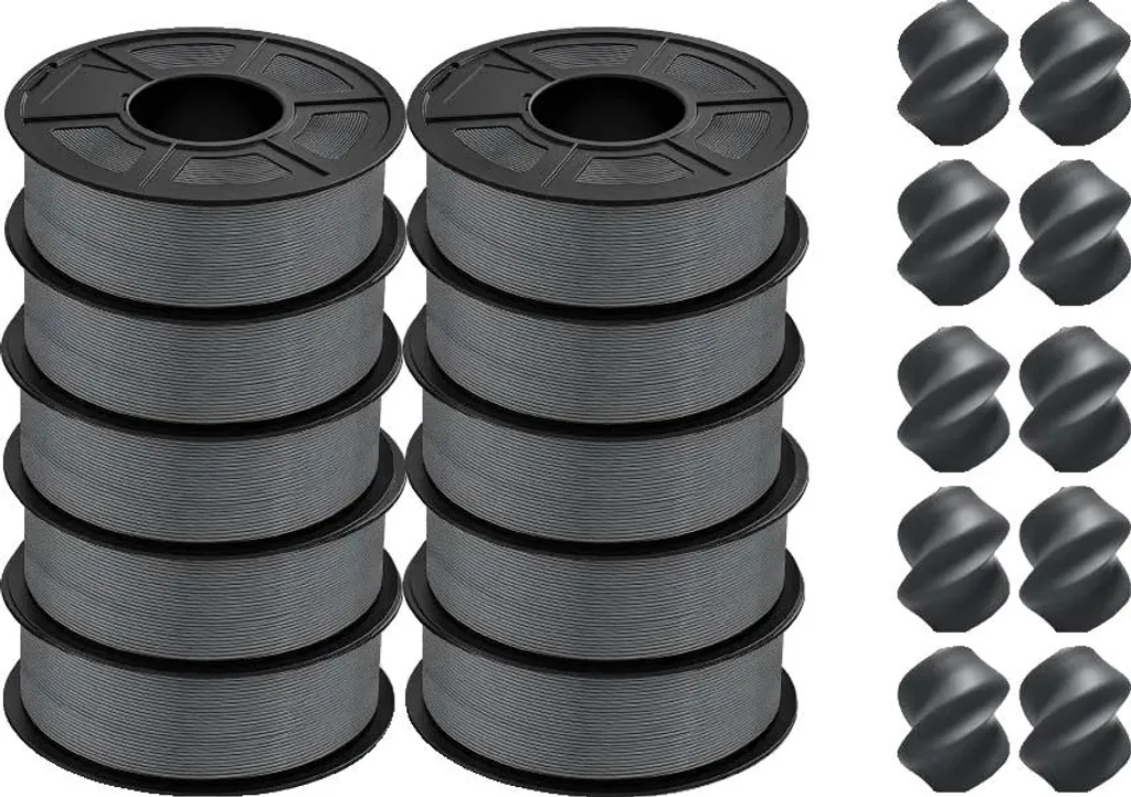 Recharge filament 3D PLA écologique 1.75mm gris pack de 10 rouleaux