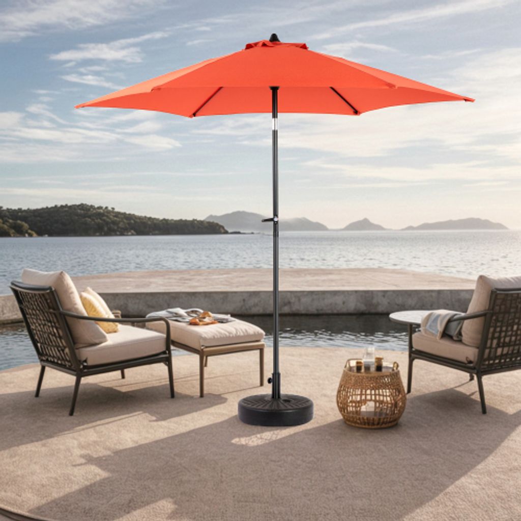 AIORBER Sonnenschirm, Outdoor Sonnenschirm, mit Kurbel ohne Ständer, 100 % Polyester, beidseitig knickbar, 12 Stahlstreben, für Garten & Pool