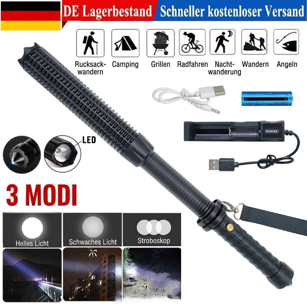 LED Zoom Taschenlampe mit USB-Aufladung, 3 Lichtmodi, IPX4 Produktbild 