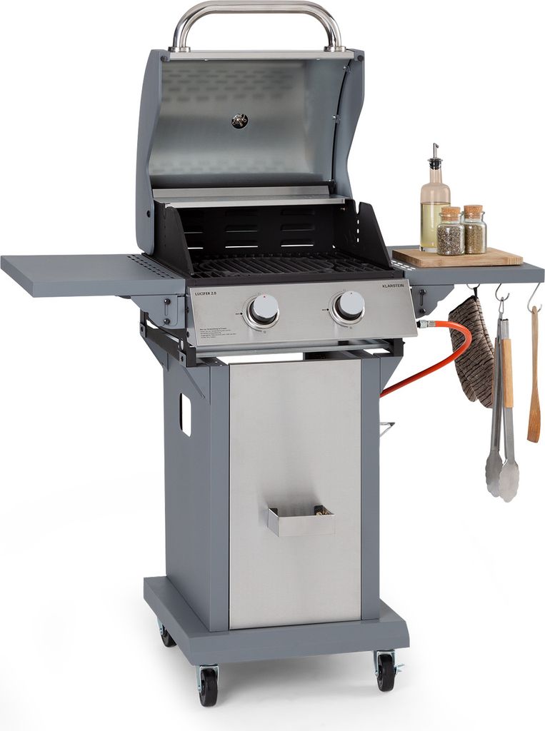 Klarstein Gasgrill für Camping Balkon Garten, Grill mit 2 Brenner, 7200W Edelstahl-Gasgrill, Outdoor Gasgrill, Gas Grill für Propan & Butangas, G...