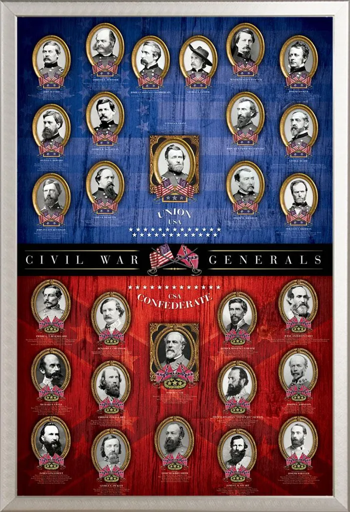 Affiche Civil War Generals sous Cadre Aluminium Argenté Shinsuke Pro