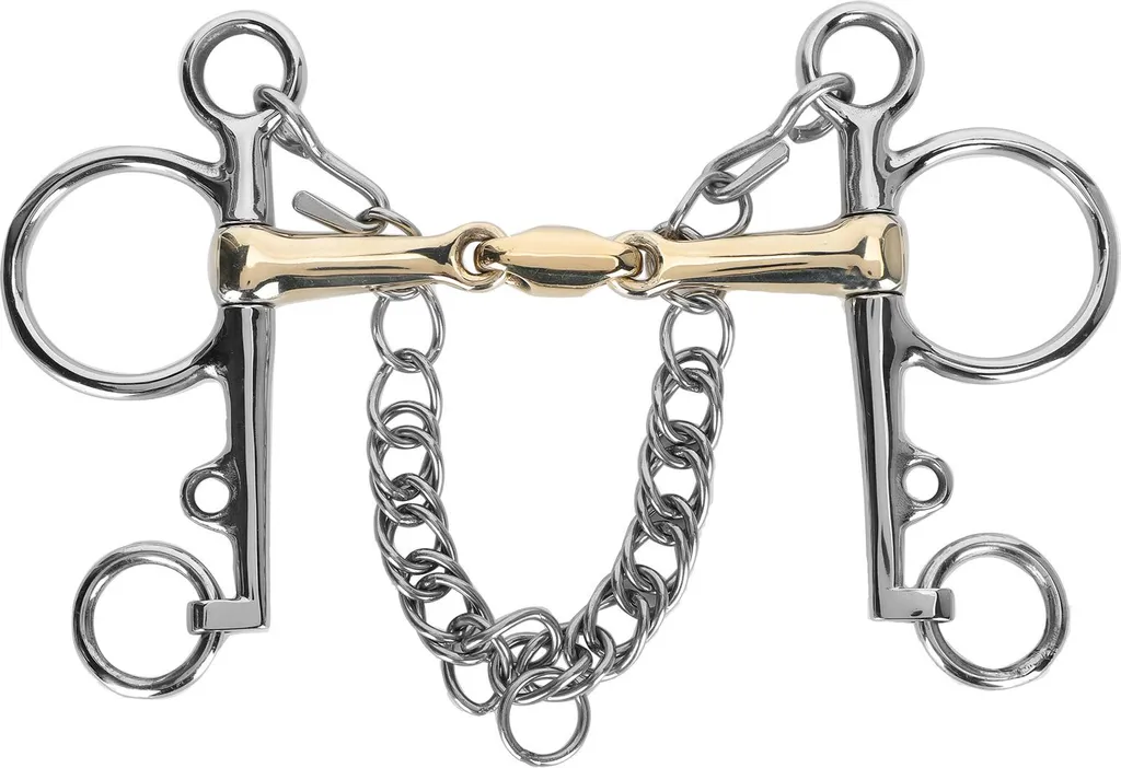 Mors Pelham anti-pincement en inox et silicone pour cheval sensible