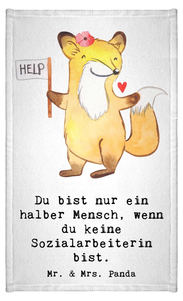 Mr. & Mrs. Panda Handtuch Sozialarbeiterin Herz - Weiß - Geschenk, frottierhandtuch, buntes, Frotteehandtuch, Frotteetuch, Klein