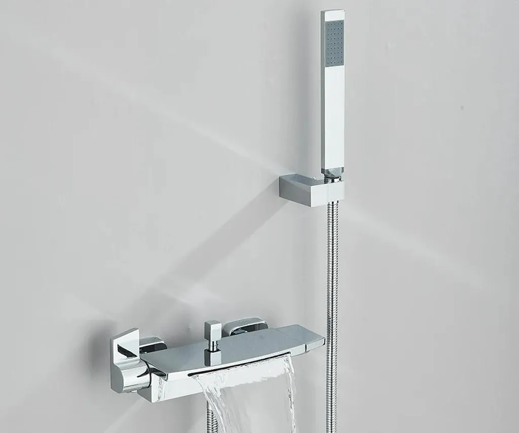 Robinet Mitigeur Bain Douche Cascade Argenté avec Levier Monocommande - 3