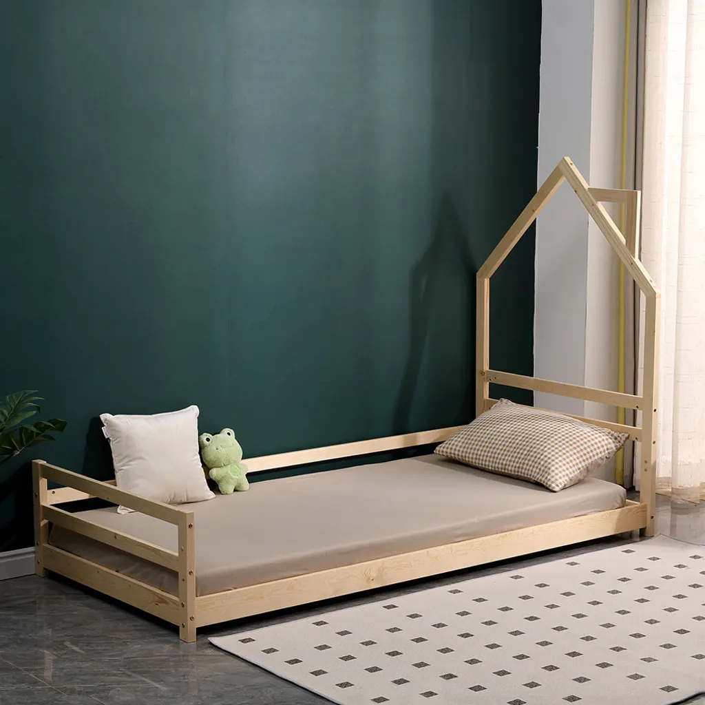 Lit maison 90x200 cm Kallithea en bois scandinave Milton Oldbrook