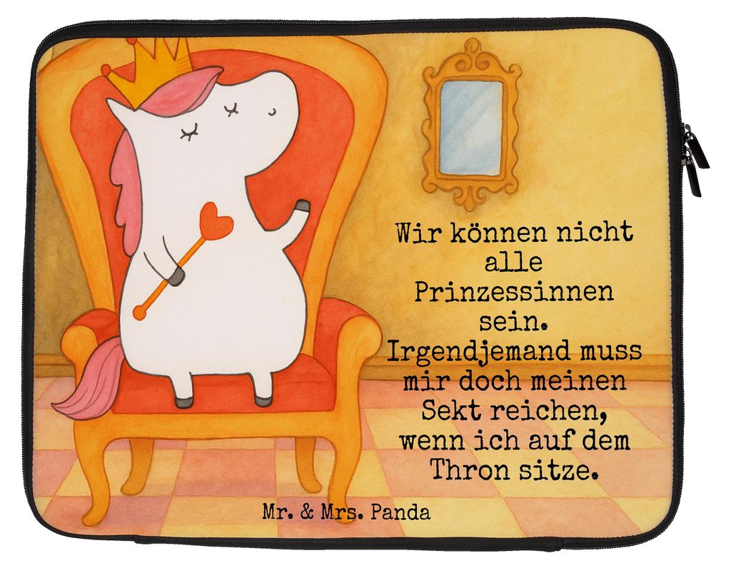 Mr. & Mrs. Panda Laptop Tasche Einhorn Prinzessin Design 20 x 28 cm - Weiß - Geschenk, Monat, Laptoptasche, Notebook Sleeve, Hülle, Geburtstag, L...