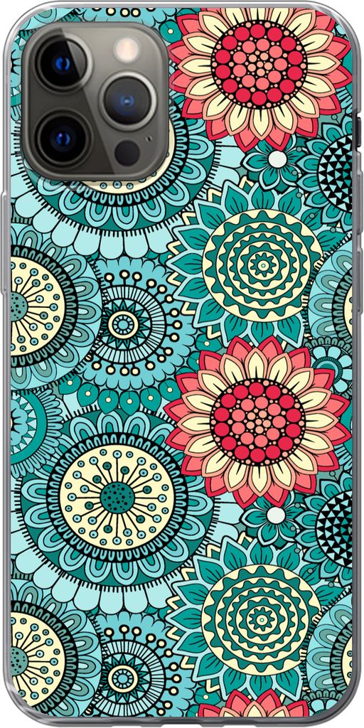 MuchoWow Handyhülle Schutzhülle Hülle für Telefoonhoesje iPhone 12 Pro Mädchen - Blumen - Muster - Mädchen - Kinder - Kinder Silikon Softca...