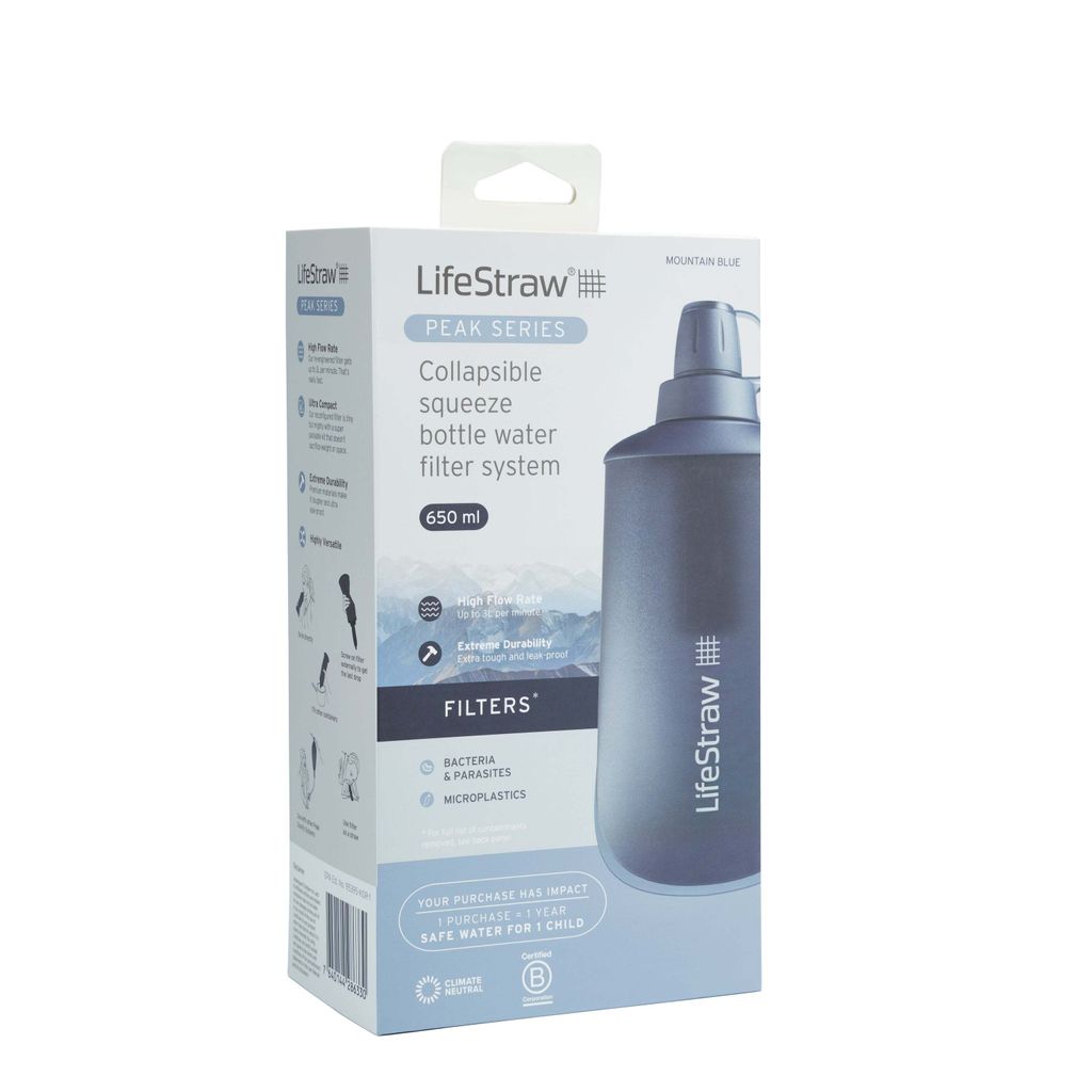 LifeStraw Collapsible Squeeze Bottle, 650 ml, Tägliche Nutzung, Blau, Kunststoff, Erwachsener, Mann/Frau