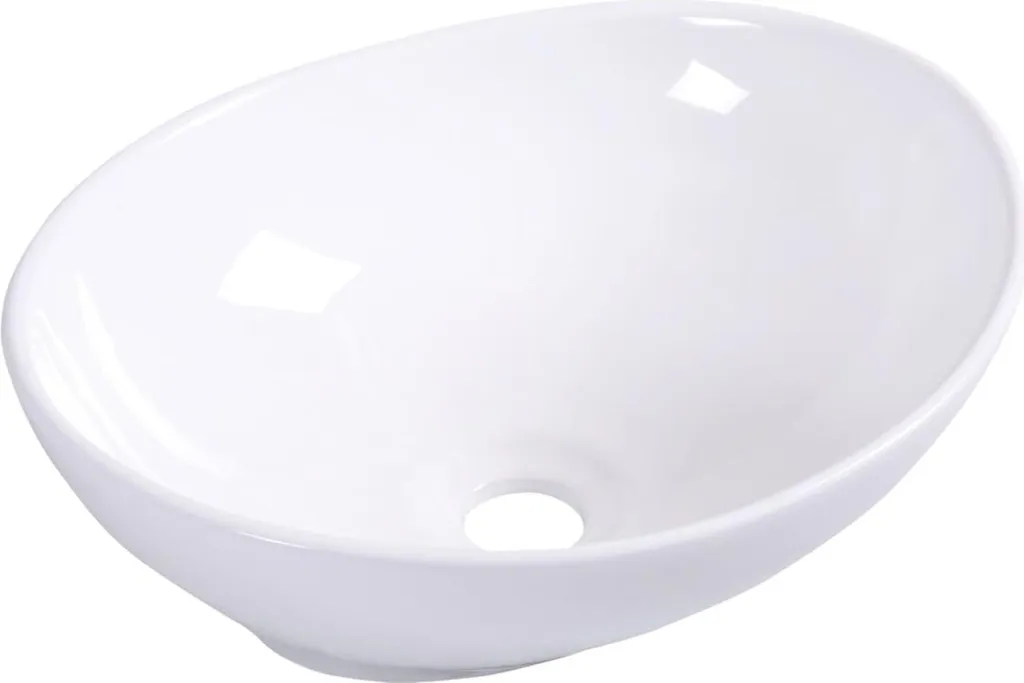 Vasque à poser ronde en céramique blanche avec bonde escamotable 40cm