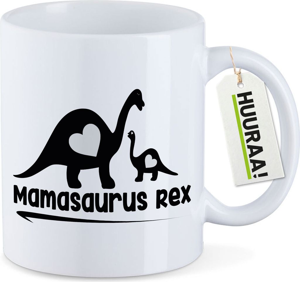 Huuraa Kaffeetasse Mamasaurus Rex Dinosaurier 330ml Weiß Keramik Kaffeebecher Geschenkidee
