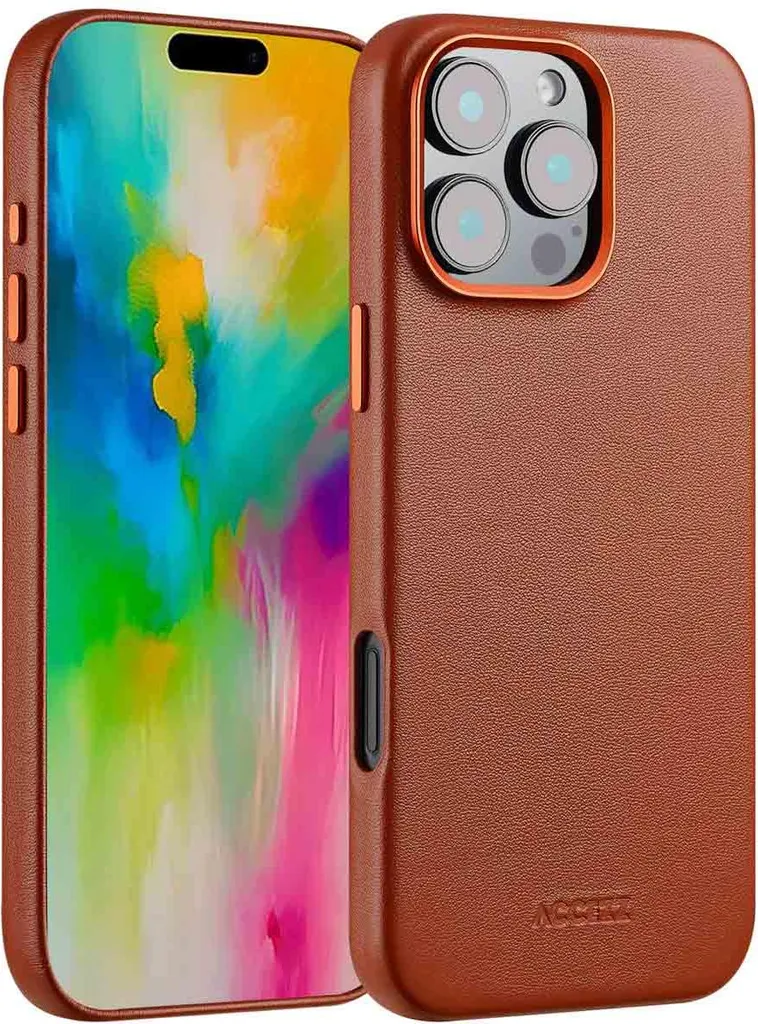 Coque iPhone 16 Pro Max Antichoc en Cuir MagSafe - Finition Premium