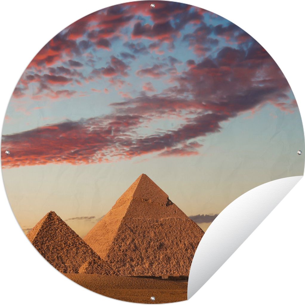 MuchoWow Gartenposter Outdoor-Poster Rund Ägypten - Pyramide - Wolke Ø 120 cm Gartendeko Rundes Poster draußen