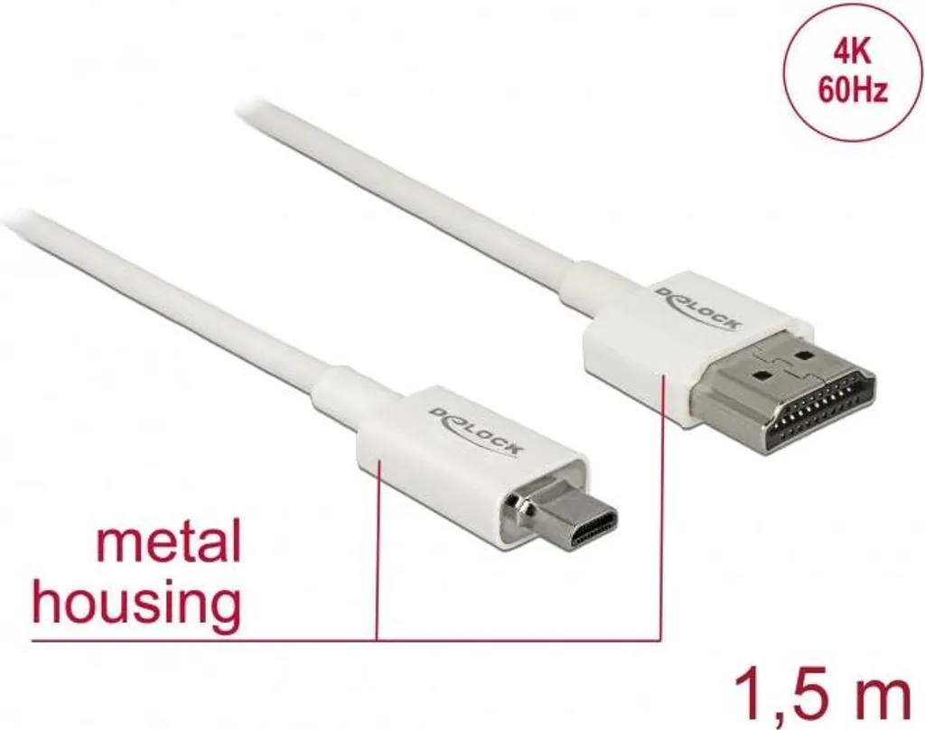 Câble Vidéo DeLOCK Slim Haute Qualité - Cordon HDMI Flexible et Fin