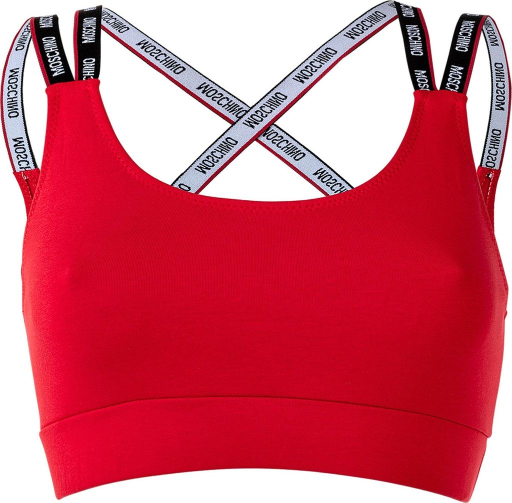 MOSCHINO Damen Bustier - Bandeau, Sport-BH, Baumwolle Stretch, einfarbig Rot XS