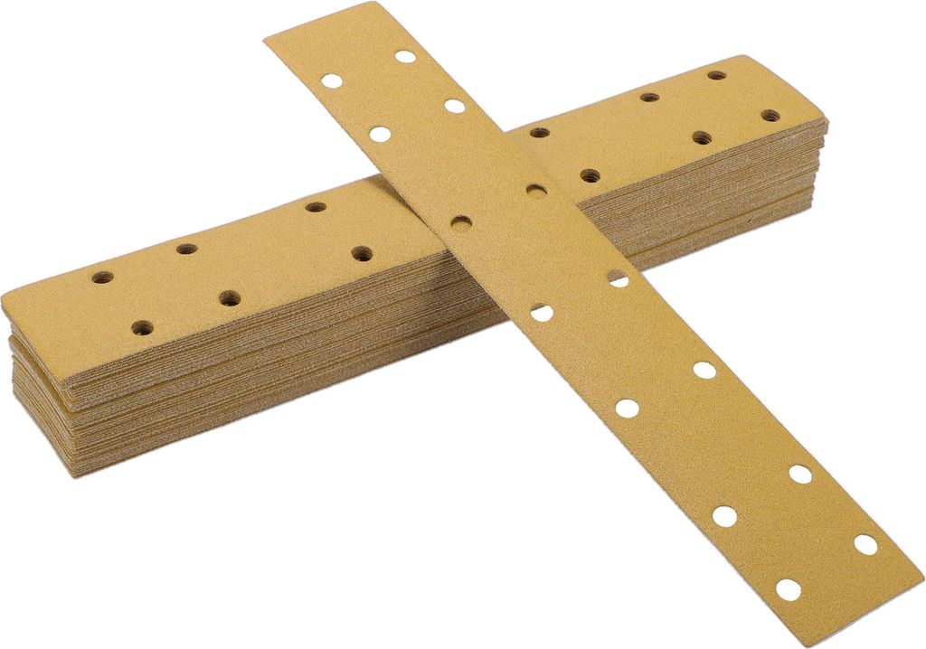 50 Stück Schleifscheiben Nass Trocken Wasserdicht Klett-Schleifpapier für die Automobil-Restauration 70mm x 420mm 80 Körnung 14 Löcher Gelbes A...