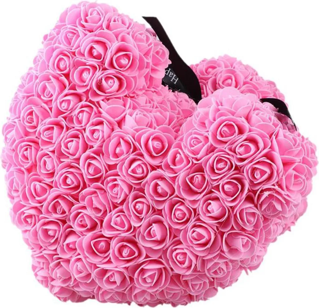 Ours en Roses Éternelles 25cm : Cadeau Noël et Saint-Valentin Bleu