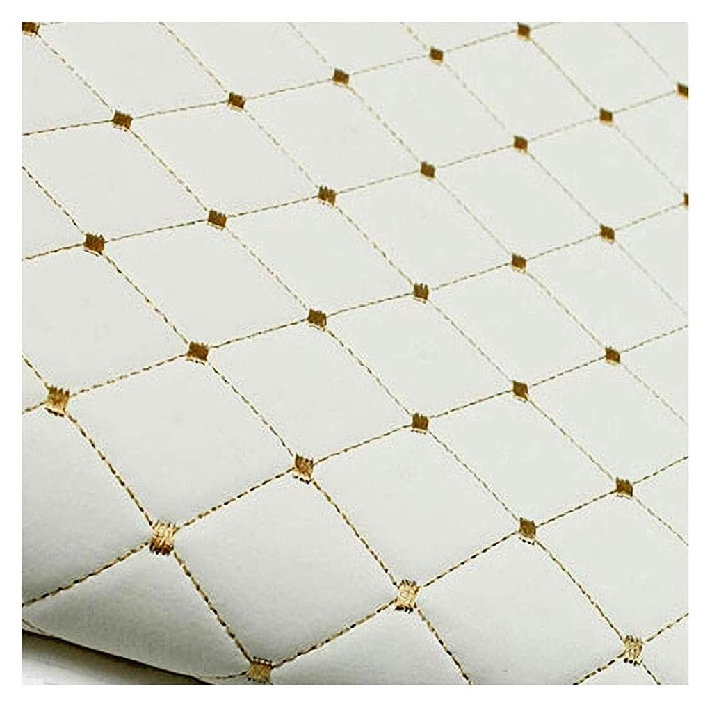 Kunstleder Polsterstoff Gesteppt Meterware Möbelstoff Dekostoff, Weiß (1,4 x 4 m)