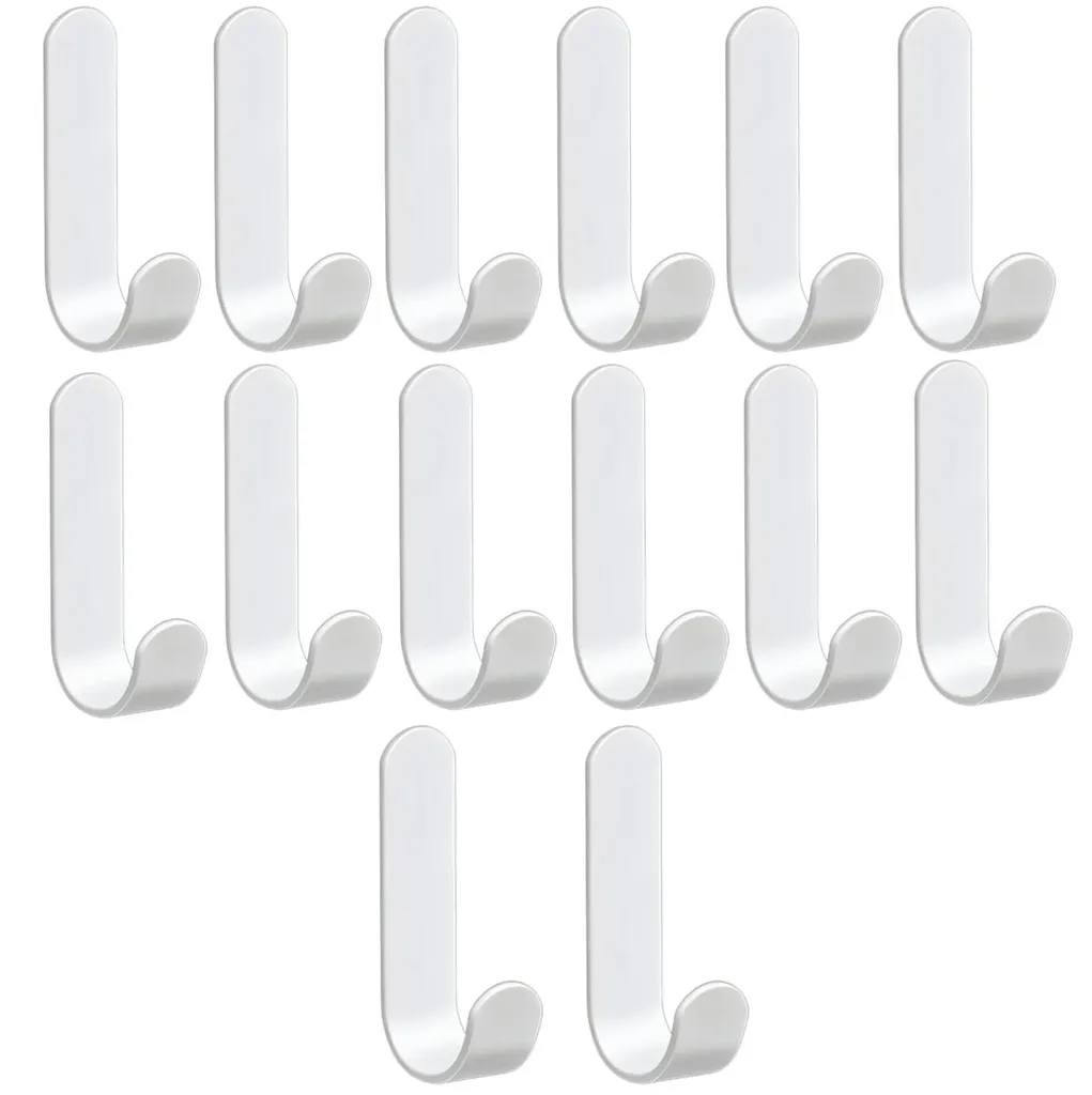 Patère murale adhésive en acier inoxydable blanc pour salle de bain - 12x