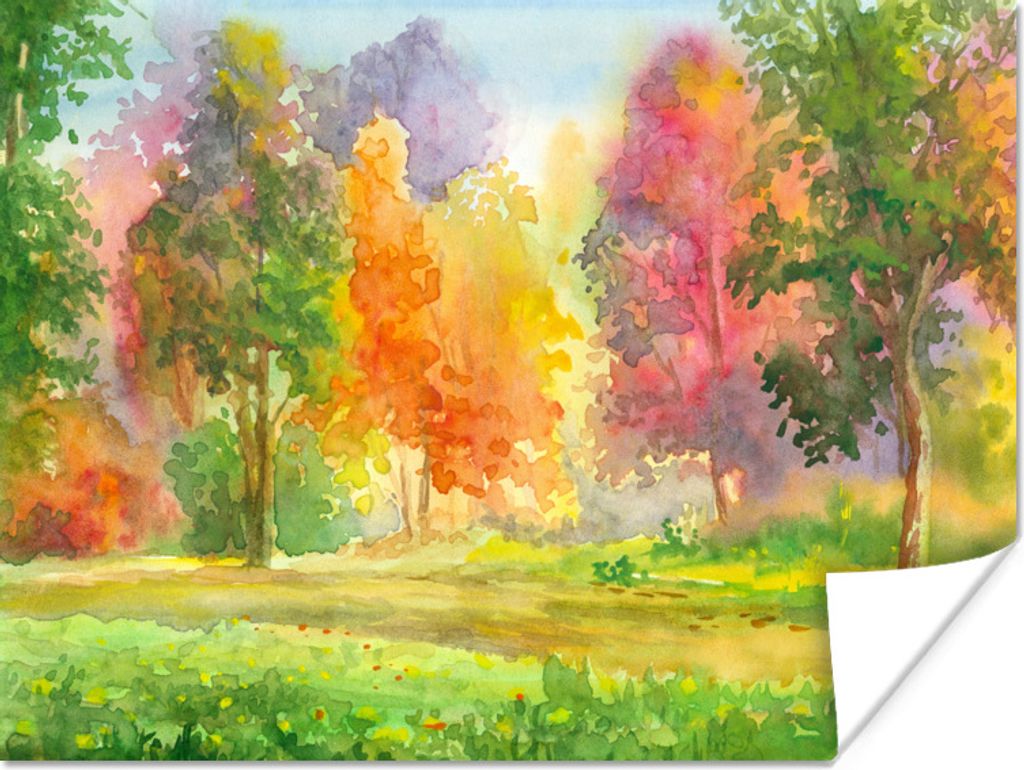 MuchoWow Poster Eine bunte Illustration von Bäumen 80x60 cm - Kunst für zu Hause