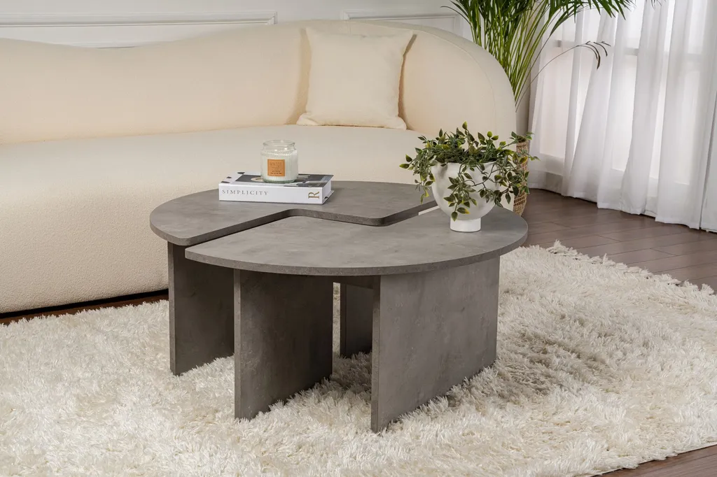 Skye Decor Moira Tavolino da Salotto 90x90 Grigio Cemento - Melamina