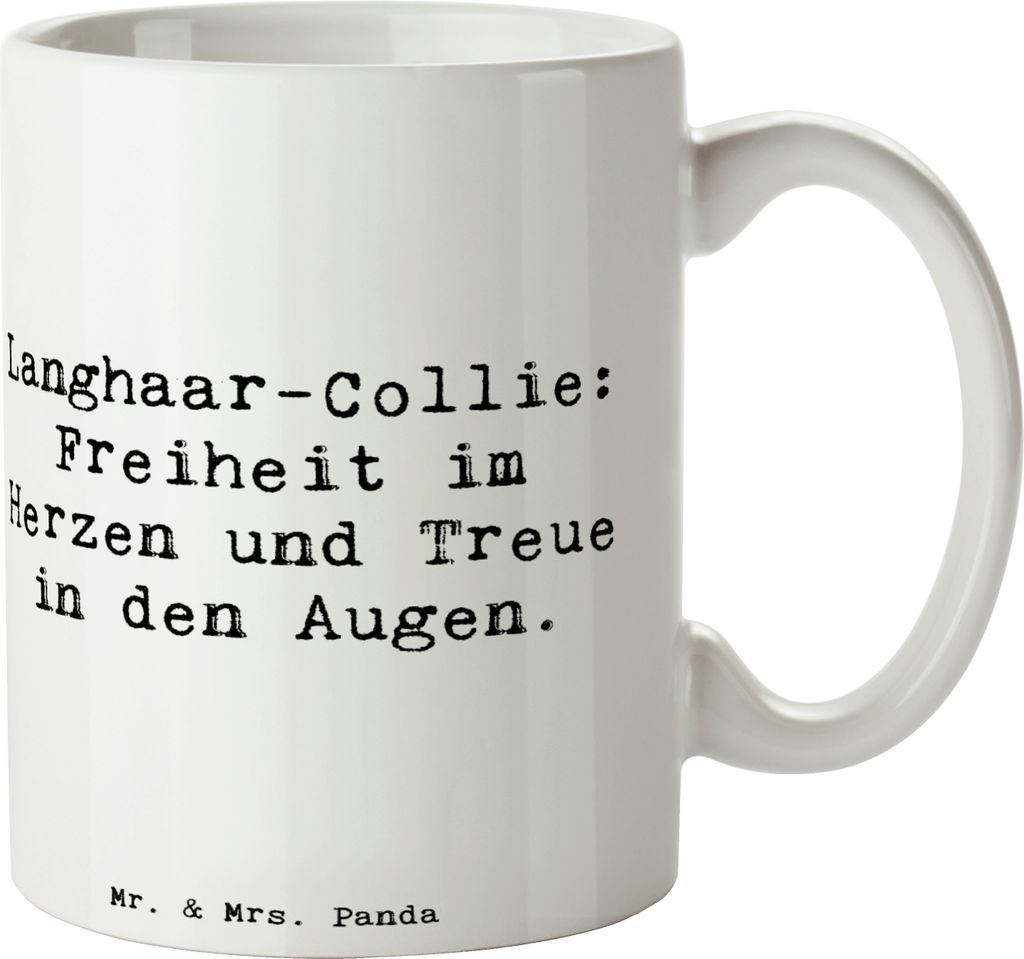 Mr. & Mrs. Panda Kaffeebecher Spruch Langhaar Collie Treue - Weiß - Geschenk, prachtvolles Haar, Hunderassen, Hundebindung, Teetasse, Charakter, f...
