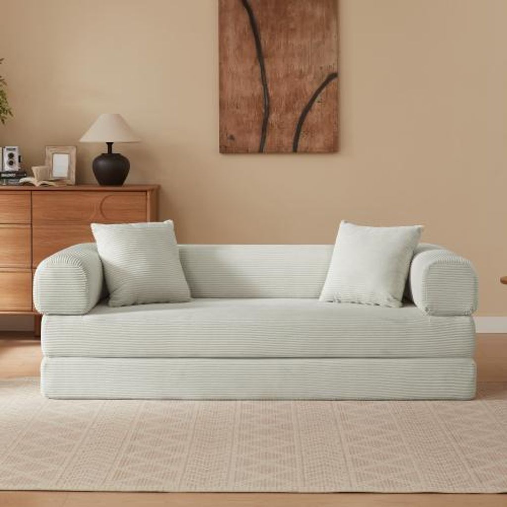 Velours Klappsofa mit Schlaffunktion, Liegefläche 195 x 178 cm, modular und abnehmbarer Bezug