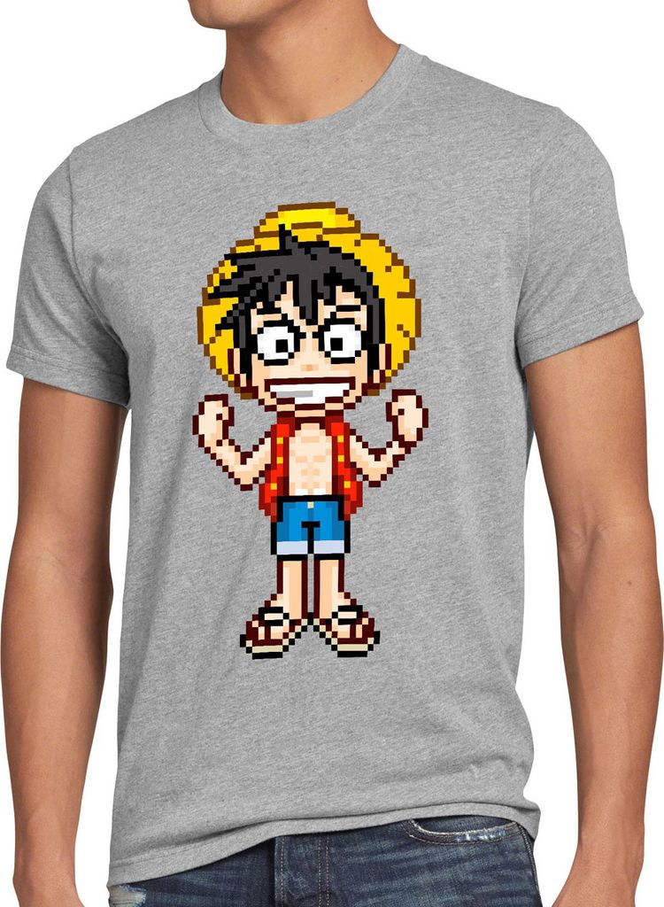 style3 Pixel Luffy Herren T-Shirt strohhut pirat one